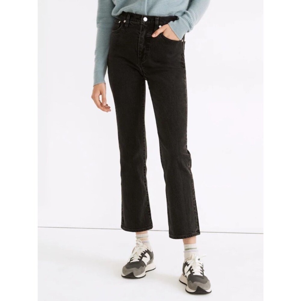 Madewell Slim Demi-Boot Cropped Jeans in Lunar Wash (Black) | Size 26